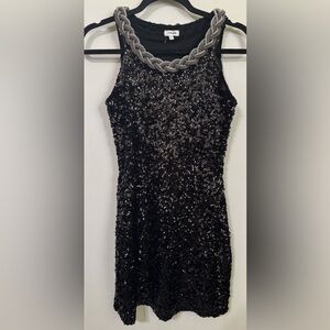 Black Sequin Dress with Silver Accents